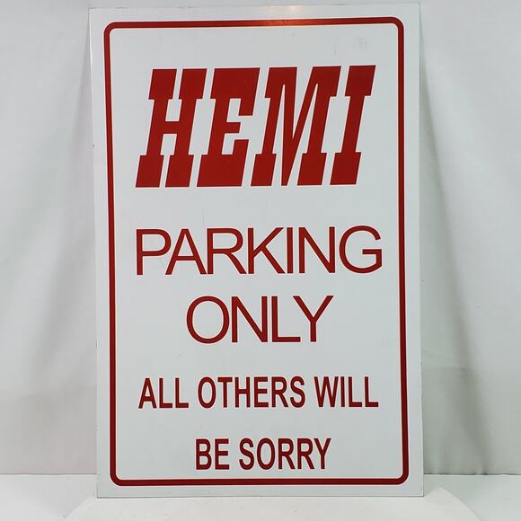 Vintage Hemi Parking Only Metal Sign 18x12 Inch Man Cave - Picture 2 of 3